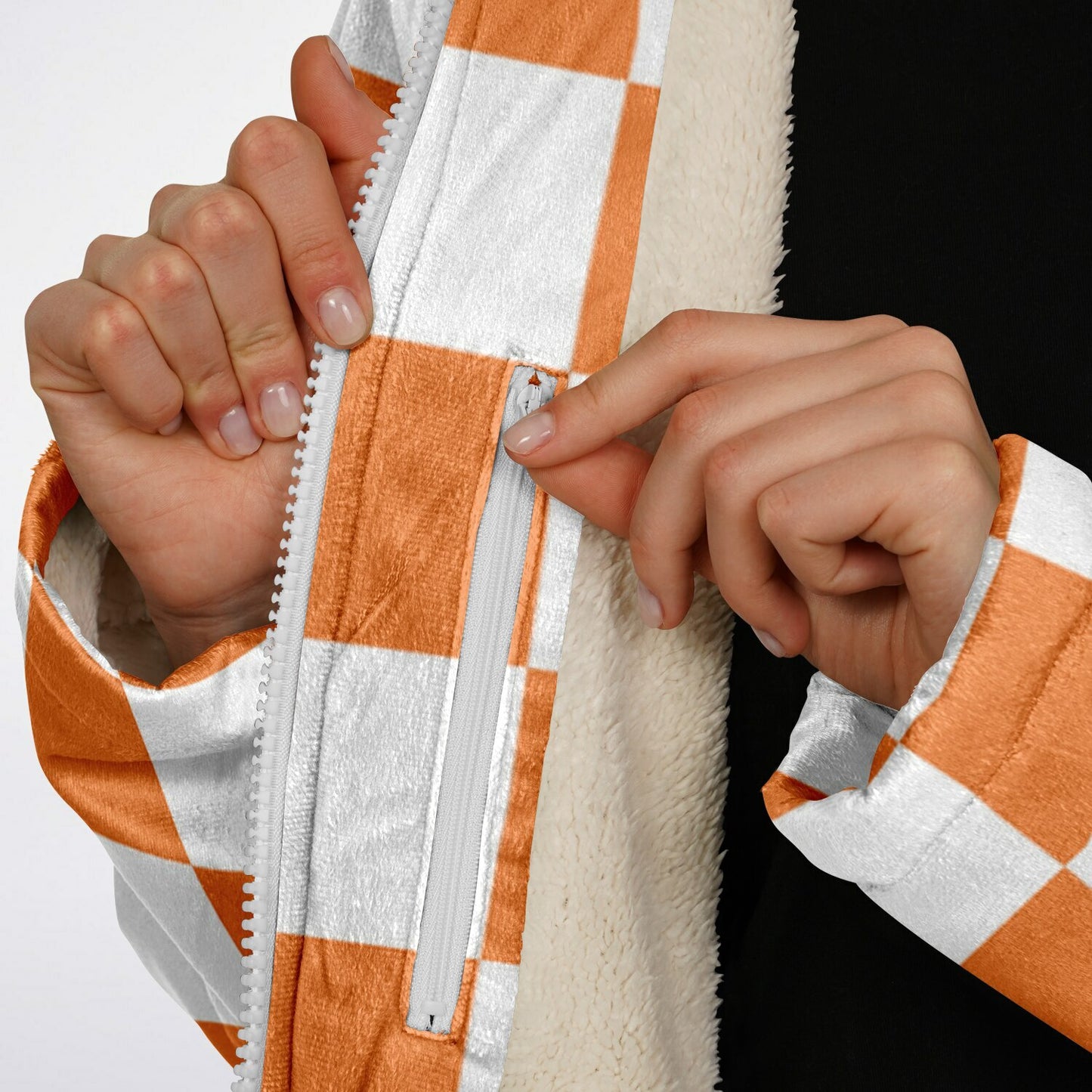 Personalized Orange Checkered Blanket Coat