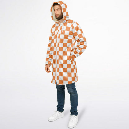 Personalized Orange Checkered Blanket Coat