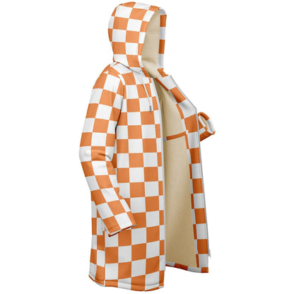 Personalized Orange Checkered Blanket Coat