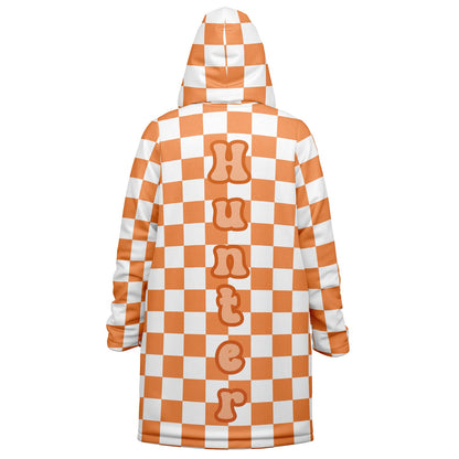 Personalized Orange Checkered Blanket Coat