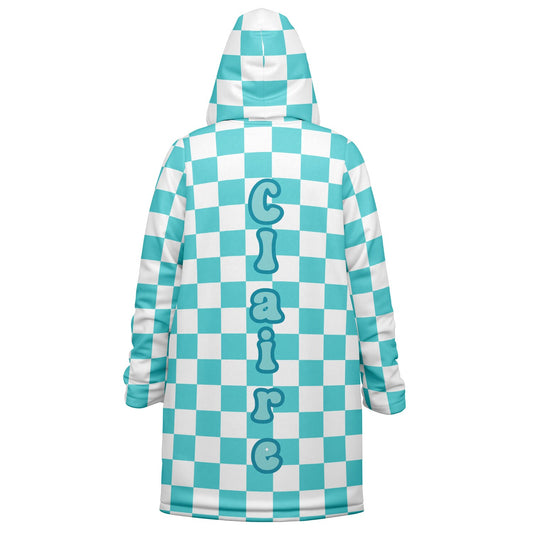 Personalized Turquoise Checkered Blanket Coat