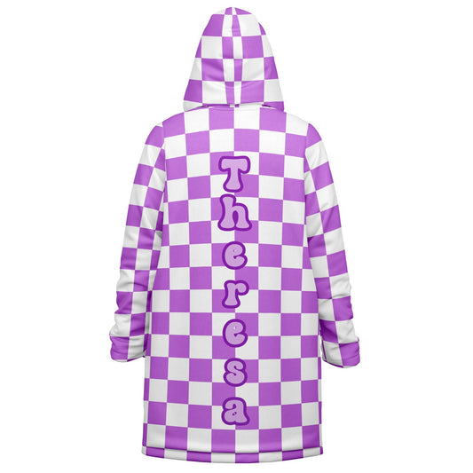 Personalized Purple Checkered Blanket Coat