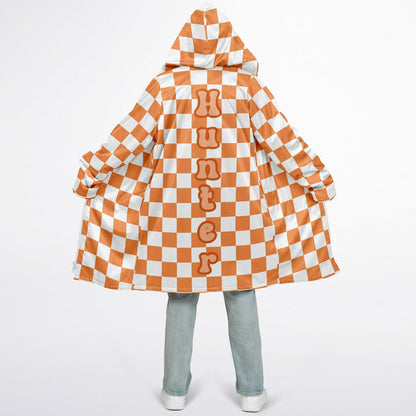 Personalized Orange Checkered Blanket Coat