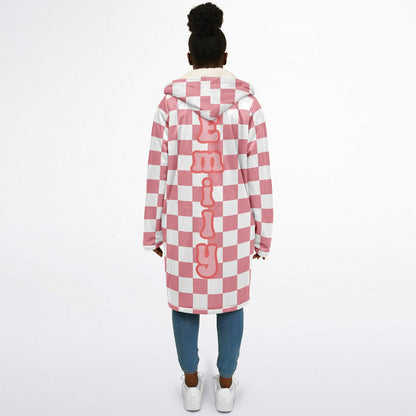 Personalized Pink Checkered Blanket Coat