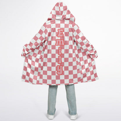 Personalized Pink Checkered Blanket Coat